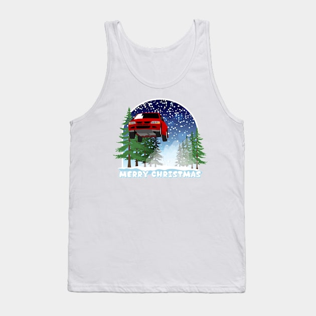 Lancer Evo Christmas Car Jump Tank Top by HSDESIGNS